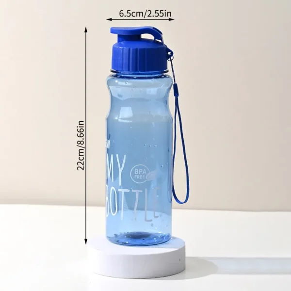 550ml Plastic Water Bottle Portable Sports Cup With Anti Drop Rope Outdoor Water Container Color Transparent Pet Flip Cover - Image 5