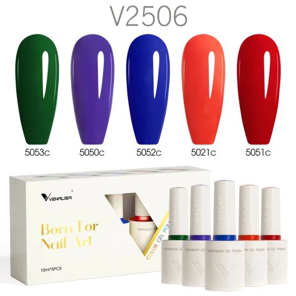 2/3/5pcs Kit Venalisa 10ml Color Nail Gel Polish Kit HEMA/TPO Free Ultra Glossy Diamond Tempered Top Round Shape Brush Varnish - Image 4