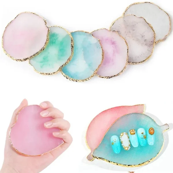 kf-Sef587bc0a6914f36bc14805aa234780by 1PC Round Resin Agate Nails Color Palette For Nails Art Decoration Color Drawing Pallet Gel Polish Display Shelf Manicure Tool - Image 1