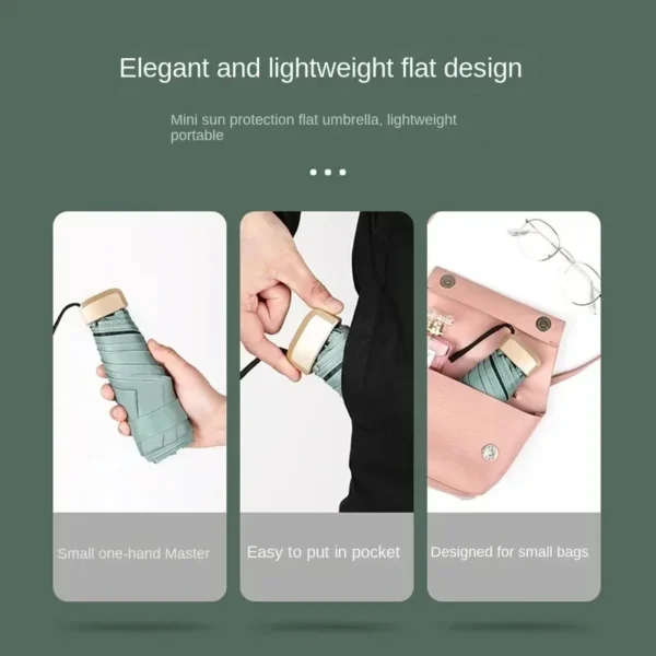 55% Off Mini Sun Umbrella Small Pocket Rain Umbrella Vinyl Folding UV Ultraviolet Protection Sun Shade Pocket Parasol Capsule - Image 3