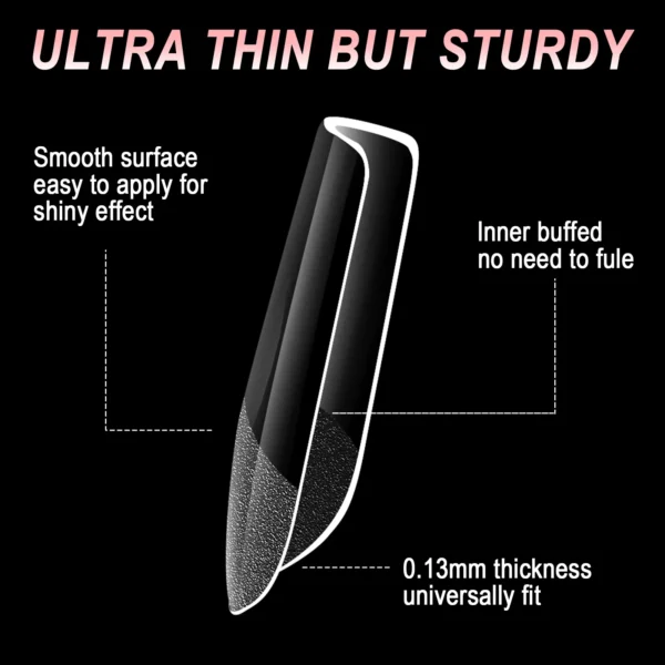 600Pcs Full Cover Press On Nail Tips Stiletto Almond Square Coffin French False Fake Soak Off Gel Nail Extension Tips Capsule - Image 4