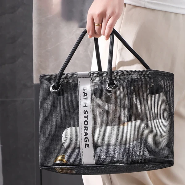 Collapsible Mesh Drain Basket 2in1 Travel Toiletry Swimming Organizer Large Portable Carry Handle Eco Friendly Storage - Image 1