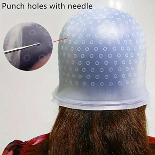 1pcs Silicone Hair Coloring Cap Hook Needle Pink Professional Dyeing Tool Highlight Dyeing Frosting Dyeing Hats Barber Hair - Image 4