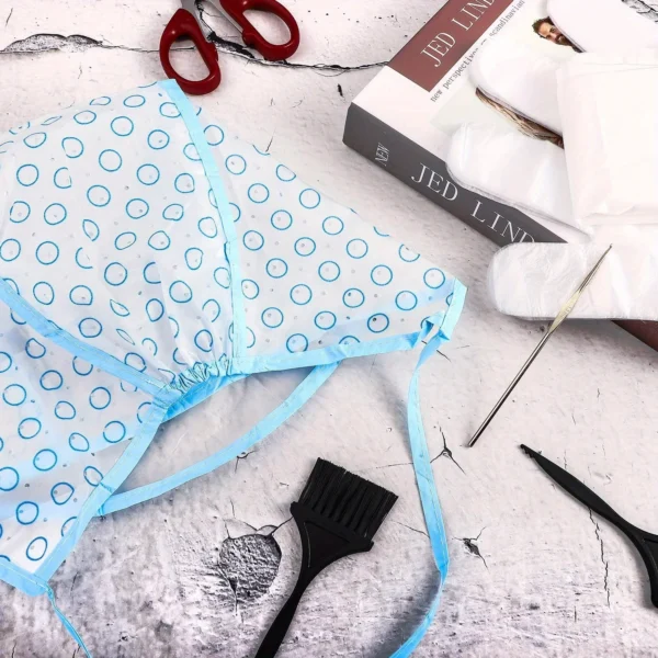 6pcs/Set Hair Highlighting Frosting Cap Hair Dye Cap Disposable highlight dyed hat With Plastic Hook Hairdressing Coloring Tools - Image 6