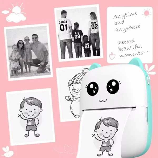 Portable thermal printer mini cat print photo pocket thermal label printer 58mm printing wireless Bluetooth Android iOS printers - Image 6