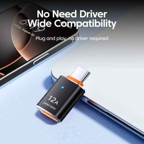 12A USB 3.0 Female To Type C Male 240W Max Fast Charging Adapter 5Gbps Transmisson OTG USB C Converter For PC cellphone - Image 5