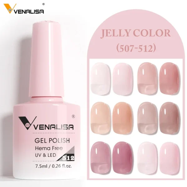 Venalisa VIP5 TPO FREE Jelly Pink Nude Collection Nail Gel Polish Glitter Gorgeous Soak Off UV LED Gel Varnish Nail Manicure - Image 4