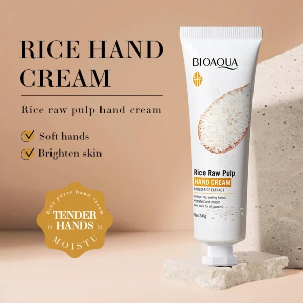 1/2/3/5pcs BIOAQUA White Rice Hand Cream Moisturizing Handcream Nourishing Brightening Hydrating Hands skincare Creams Products - Image 2