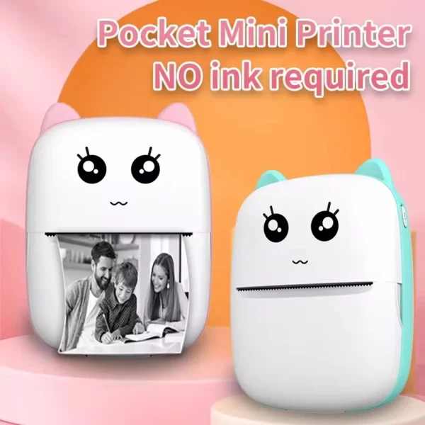 Portable thermal printer mini cat print photo pocket thermal label printer 58mm printing wireless Bluetooth Android iOS printers - Image 5