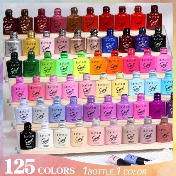 LILYCUTE 7ML Black White Color Gel Nail Polish Summer Colorful Gel Nail Art Semi Permanent UV Gel Soak Off UV LED Gel Varnishes - Image 4