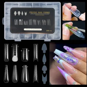 288pcs/Box Nail Forms False Nails Tips For Gel Extension Quick Building French Nails Mold Soft Silicone Pads Manicure Tools