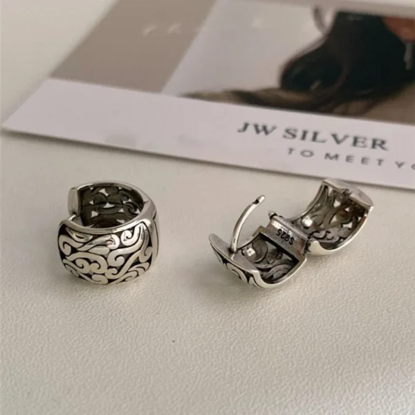 BF CLUB 925 Sterling Silver Earrings For Women Trendy Simple Retro Earring Jewelry Prevent Allergy Party Accessories - Image 2