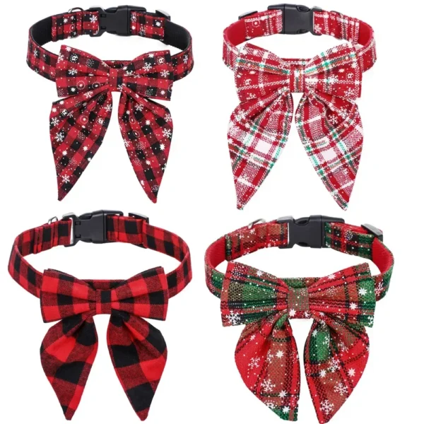 Cotton Christmas Snowflake Bow Dog Collars Puppy Pet Cat Accessories Dog Collar for Small Large Dogs - Image 1