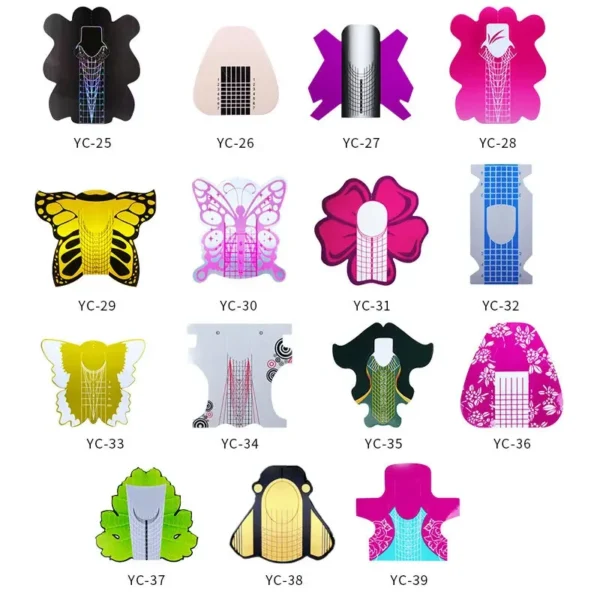 100pcs Nails Art UV Gel Tips Extension Builder Form Acrylic French Printed Nail Tip Extension Stencil Stickers for Manicure Tool - Image 2