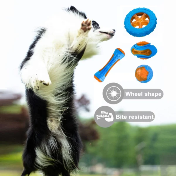 Rubber Dog Toys for Dog Chewing Bite Resistant Squeaky Training Playing Toy Interactive Dog Toys for Large Dogs Teeth Cleaning - Image 3