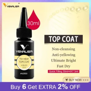 Venalisa Super Quality Refill Package Soak Off UV LED No Wipe Top Coat Base Matt Tempered Top Coat Camouflage Jelly Nail Gel