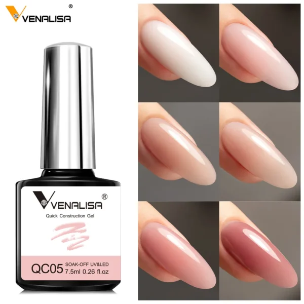 VENALISA Quick Construction Gel Jelly Color Semi Transparent Nail Gel Polish Fast Construction Soak Off UV LED Nude Pink Gel 7.5 - Image 3