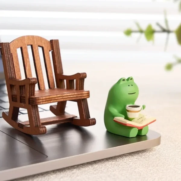 Frog Rocker Chair Cute Japanese Healing Small Decoration Office Desktop Decoration Car Center Control Decoration - Image 5