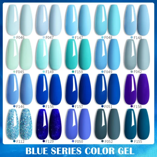LILYCUTE 7ML Gel Nail Polish Blue Series Vernis Semi Permanent UV Gel Nail Art Design Soak Off Nail Gel Polish All For Manicure - Image 3