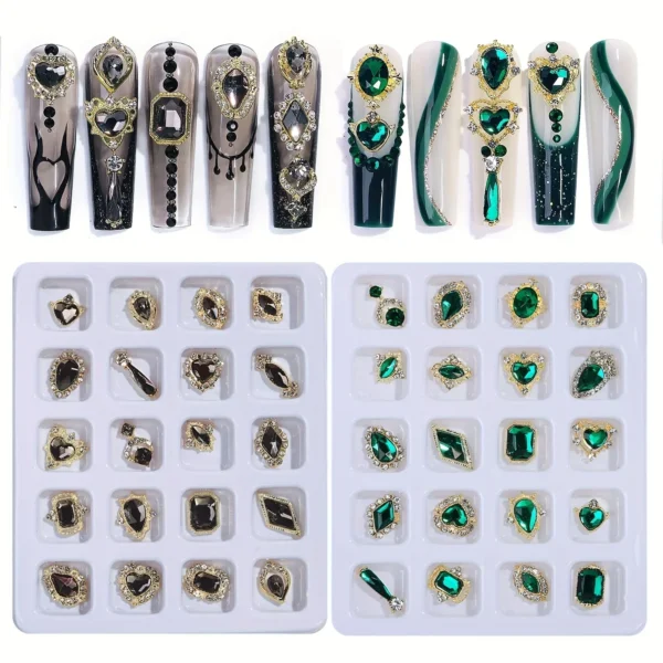 kf-Sf93db579b75d4418a42e238902f136e8J Nail Art Rhinestones Crystal Glass 3D Alloy Heart Nail Decoration Mixed Charms Nail Diamonds DIY for Nail Supplies - Image 1