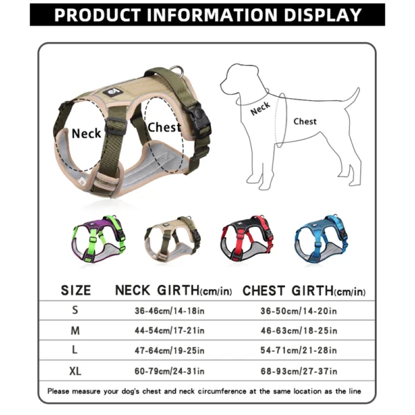 Medium Large Dog Harnesses Collar Labrador Army Reflective Adjustable Harness Oxford Cloth Pet Vest Training Hound Walk the Dog - Image 2