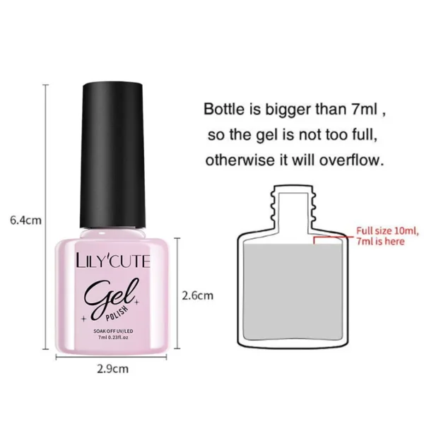 LILYCUTE 7ml Gel Nail Polish For Nails Semi Permanent Soak Off Gel UV LED Varnishes Base Top Matte Coat DIY Nail Art Gel Polish - Image 6
