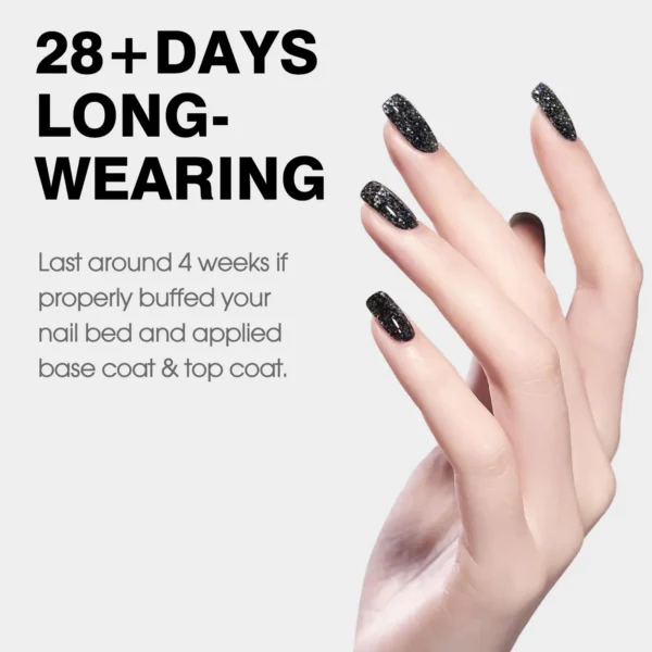 CANNI HEMA FREE Gel Nail Polish Black Glitter Diamond Sparkle Gorgeous Color Long Lasting Soak Off UV LED Gel Lacquer Super Top - Image 4