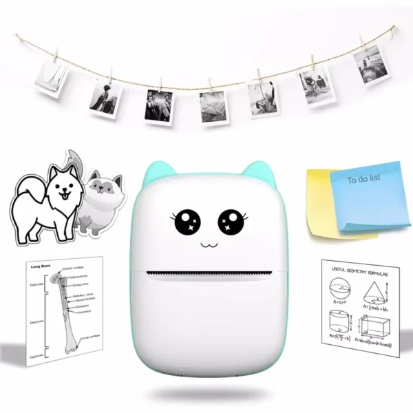 Portable thermal printer mini cat print photo pocket thermal label printer 58mm printing wireless Bluetooth Android iOS printers - Image 2
