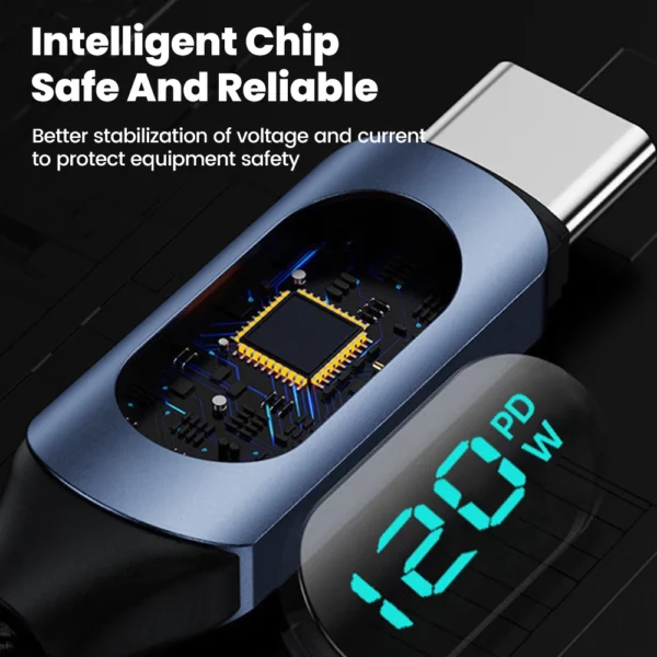 120W USB Type C to Type C Super Charge Digital Display Cable USB C Data Cable For Iphone 15 16 Samsung s24 s23 Huawei Xiaomi - Image 6