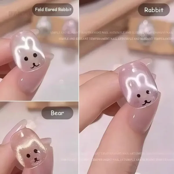 Cute Multi-function Rabbit Shape Cat Eye Magnet Fold Ear Rabbit Panda Pattern Y Shape Suitable for DIY Gel Polish Magnetic Tools - Image 4