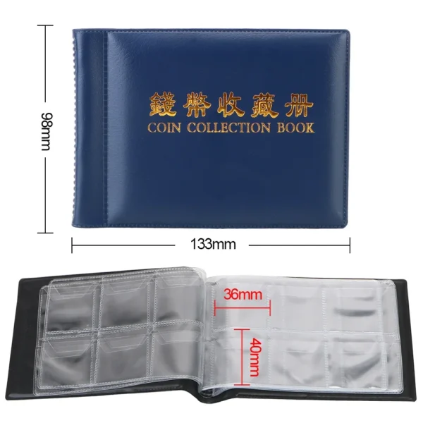 HWZXYXGS 120/60 Pockets Artificial PU Leather Coins Collection Album Book Collecting Money Organizer Storage Bags PVC Film - Image 6