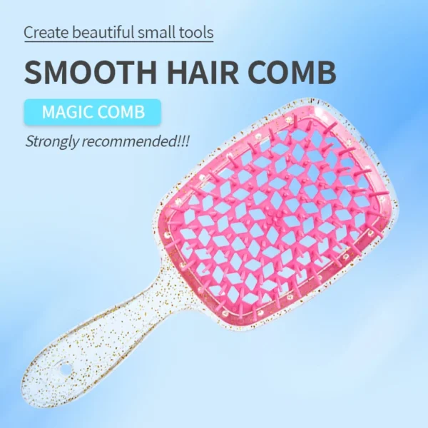 1 Pcs Fluffy Air Cushion Scalp Massage Hair Brush Flashing Gold Comb Wide Teeth Hollow Combs Women Girls Styling Tools - Image 2