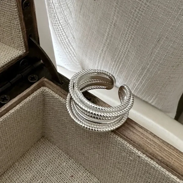 925 Sterling Silver Rings for Women Couple Minimalist Handmade Simple Interware Lines Ring Party Jewelry Gift Prevent Allergy - Image 5