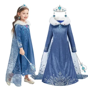 2025 Kid Elsa Anna Costume Girl Birthday Floral Dress Children Snow Queen Performance Fantasy Princess Evening Halloween Costume