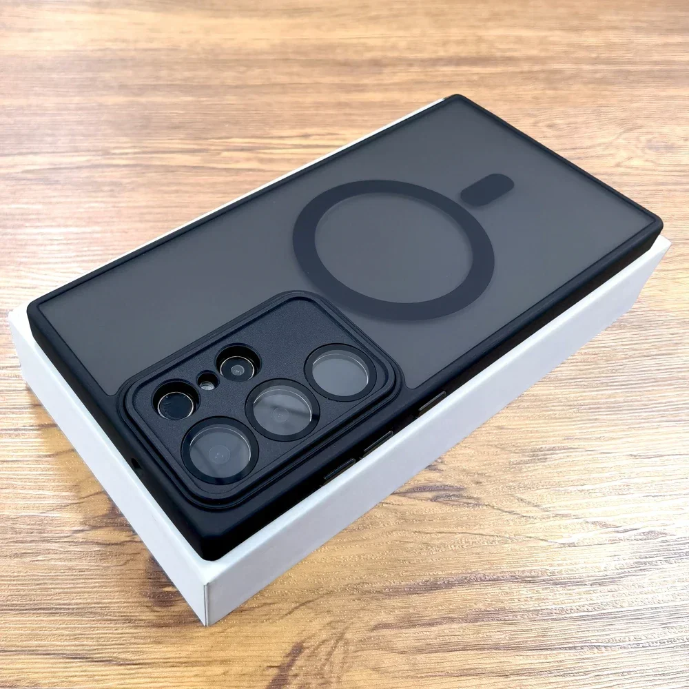 Luxury Matte Case For Samsung Galaxy S25 S24 23 S22 Ultra Plus S24Ultra S25 Ultra For Magsafe Wireless Charge Camera Glass Cover Luxury Matte Case For Samsung Galaxy S25 S24 23 S22 Ultra Plus S24Ultra S25 Ultra For Magsafe Wireless Charge Camera Glass Cover - Image 1