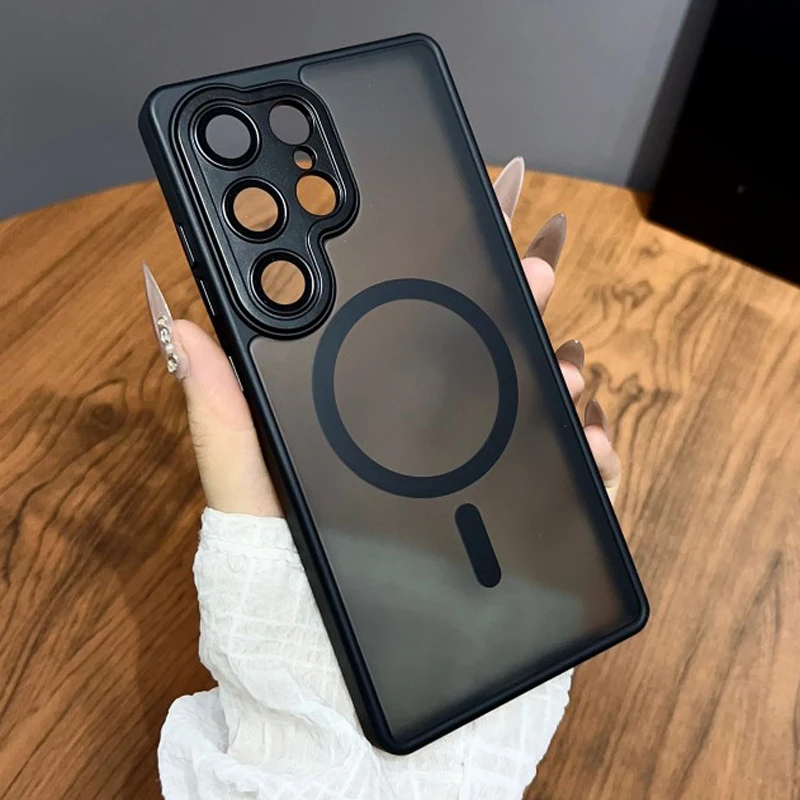 Magnetic Luxury Matte Translucent Armor Shockproof Case For Samsung Galaxy S24 S23 S25 Ultra Plus Magsafe Wireless Charge Cover Magnetic Luxury Matte Translucent Armor Shockproof Case For Samsung Galaxy S24 S23 S25 Ultra Plus Magsafe Wireless Charge Cover - Image 1