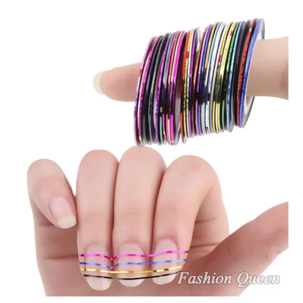 10pcs Nail Striping Tape Metallic Yarn Line 3d Nail Art Tool Color Rolls Nail Decals DIY Nail Tips Sticker Decoration - Image 3