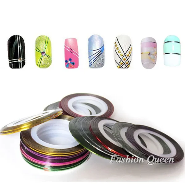 10pcs Nail Striping Tape Metallic Yarn Line 3d Nail Art Tool Color Rolls Nail Decals DIY Nail Tips Sticker Decoration - Image 2