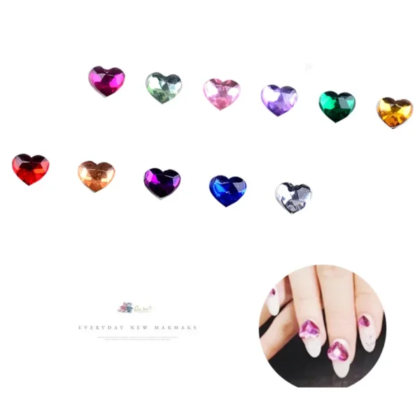 1 Box Heart Shape Acrylic Nail Art Decoration Wheel Glitter 3D Design Rhinestone Charm Jewelry Nail Tools - Image 4