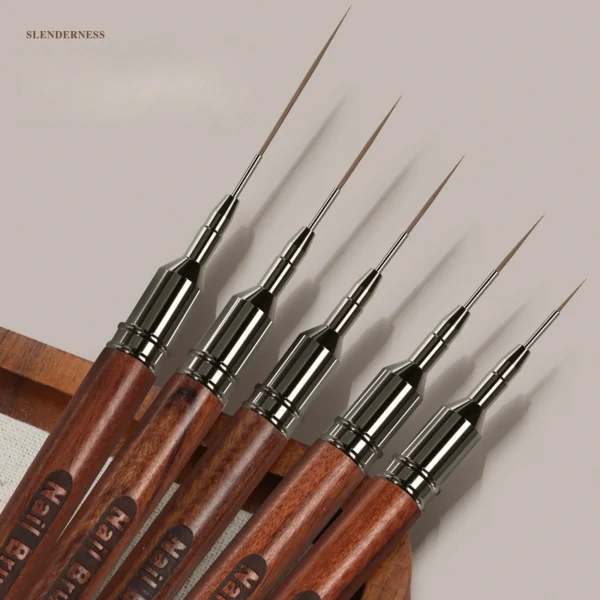 1 Pc Round Wooden Handle Art Eyeliner Pen DIY Painting Brush Line Drawing Stripe Flower Painting Brush Nail Eyeliner Pen 5 Sizes - Image 3