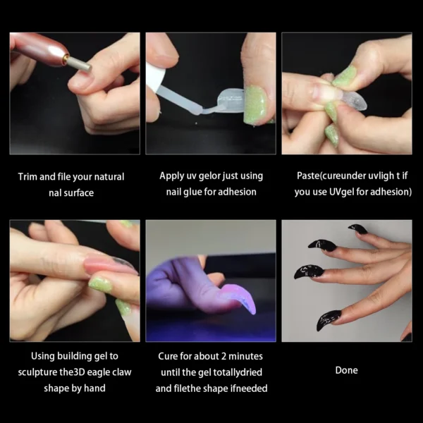 100pcs Special Shaped False Nails Acrylic Curved Nail Tips Clear White Full Cover Fake Nail Eagle Nail Extension Manicure Tool - Image 6