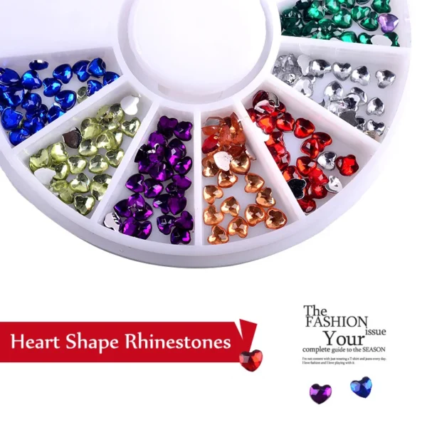 1 Box Heart Shape Acrylic Nail Art Decoration Wheel Glitter 3D Design Rhinestone Charm Jewelry Nail Tools - Image 3