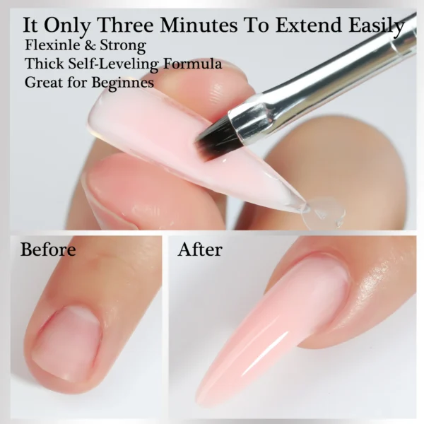 1/2pcsNail Art Extension Gel Pink Gel Jelly Nail Extension Gel Nail Polish Clear Acrylic Nail Polish Dissolvable UV Building Gel - Image 4