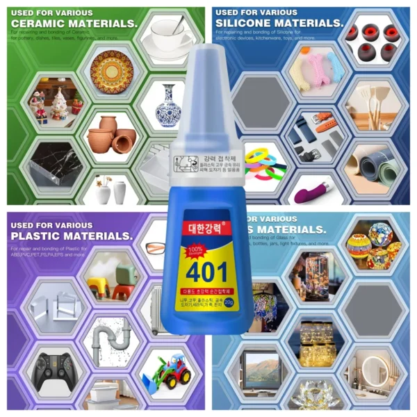 1/2pcs 401 Strong Transparent Adhesive Plastic Wood Metal Glass Artificial Leather Nail Art Multi-purpose Universal Adhesive - Image 4