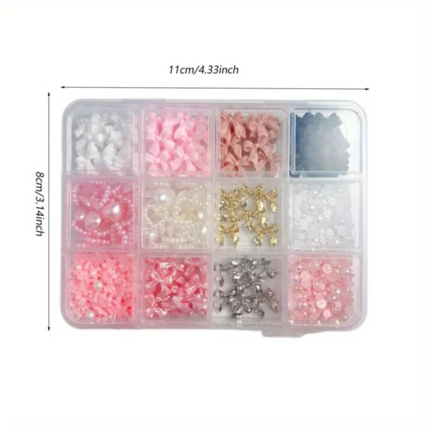 1 Set Nail Art Decorations Kit, Resin Bow Charms and Pearls in Mixed Sizes, DIY Manicure Accessories, Nail Art Supplies with box - Image 5