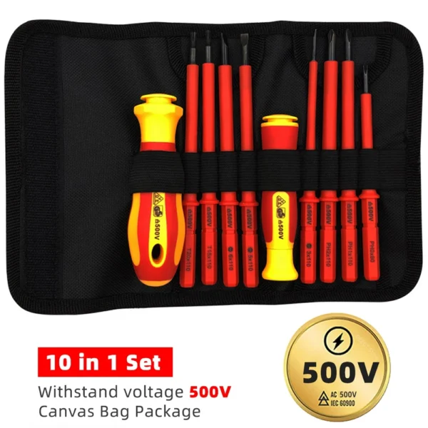 10 In 1 Insulated electrician screwdriver high hardness set household magnetic cross word shaped plum hexagonal screwdriver 10 In 1 Insulated electrician screwdriver high hardness set household magnetic cross word shaped plum hexagonal screwdriver - Image 1