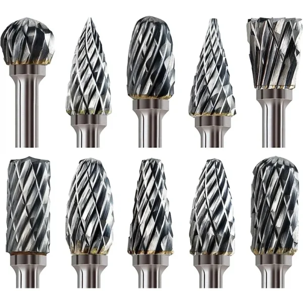 10 PCs 1/8" Shank Tungsten Carbide Milling Cutter Rotary Tool Burr Double Diamond Cut Rotary Dremel Tools Electric Grinding 10 PCs 1/8" Shank Tungsten Carbide Milling Cutter Rotary Tool Burr Double Diamond Cut Rotary Dremel Tools Electric Grinding - Image 1