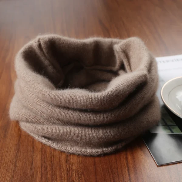 100% Pure Wool Knitted Ring Scarf Elegant Neckerscarf Female Soft Warm Cashmere False Collar Neck Warmer Hairband Winter NEW - Image 1