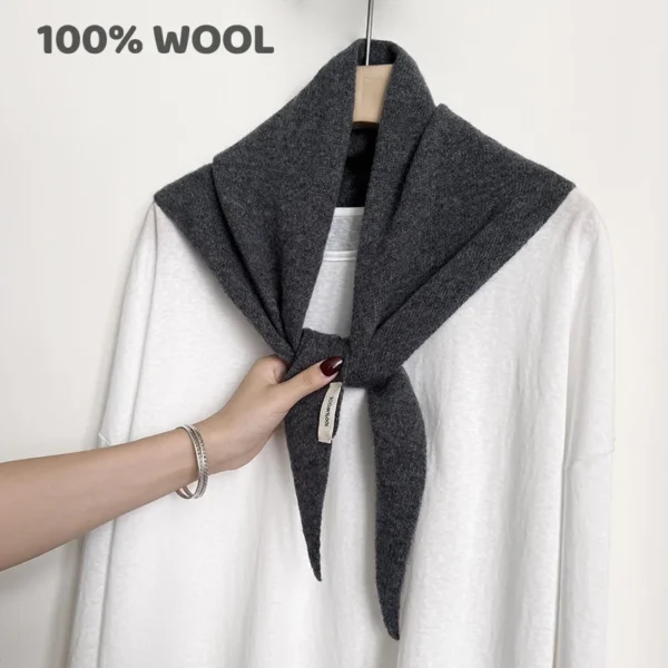 100% Wool Winter Scarf For Women Warm triangle Knit Scarves Hijab Solid Lady Shawl Wrap Female Pashmina Bandana Head Scarfs New 100% Wool Winter Scarf For Women Warm triangle Knit Scarves Hijab Solid Lady Shawl Wrap Female Pashmina Bandana Head Scarfs New - Image 1