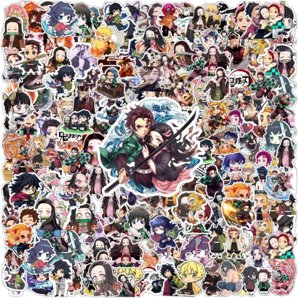 100/200PCS Anime Demon Slayer Cartoon Graffiti Stickers Phone Guitar Laptop Notebook Suitcase Cup Waterproof Sticker Kids Toy - Image 1